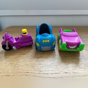 Fisher Price Little People DC Cars (batgirl, Batman, joker)